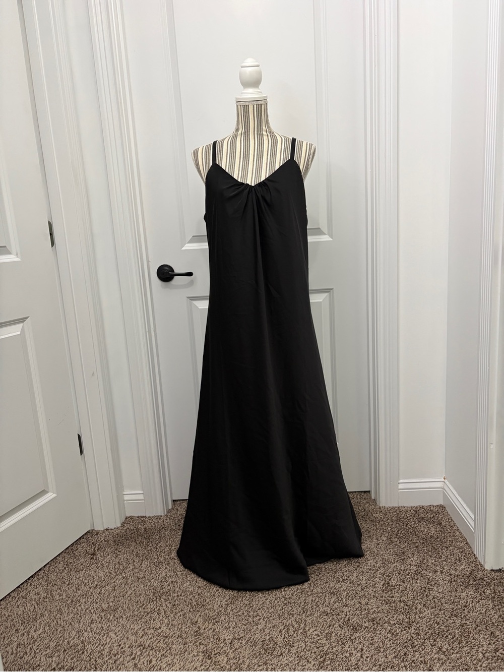 Calvin Klein Black Maxi Slip Dress with Twist Detail